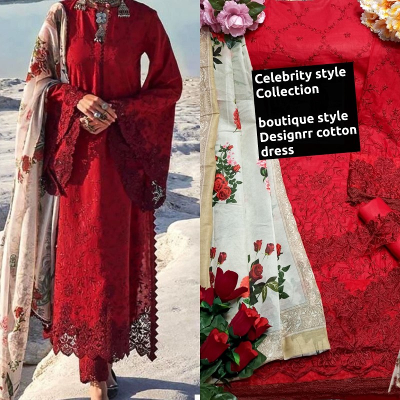 Suit With cotton print dupatta