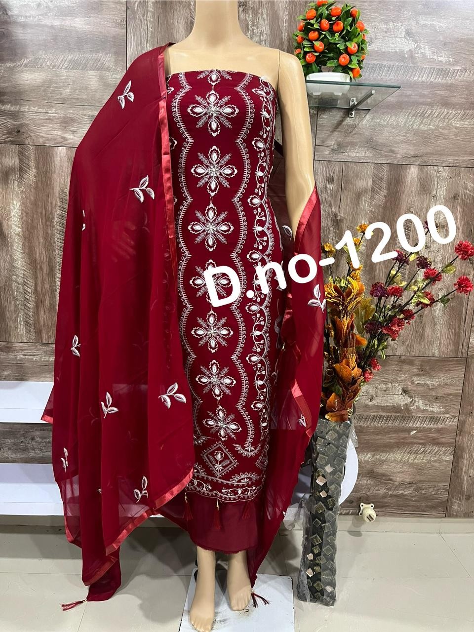 Pure Georgette with suit work fancy dupatta