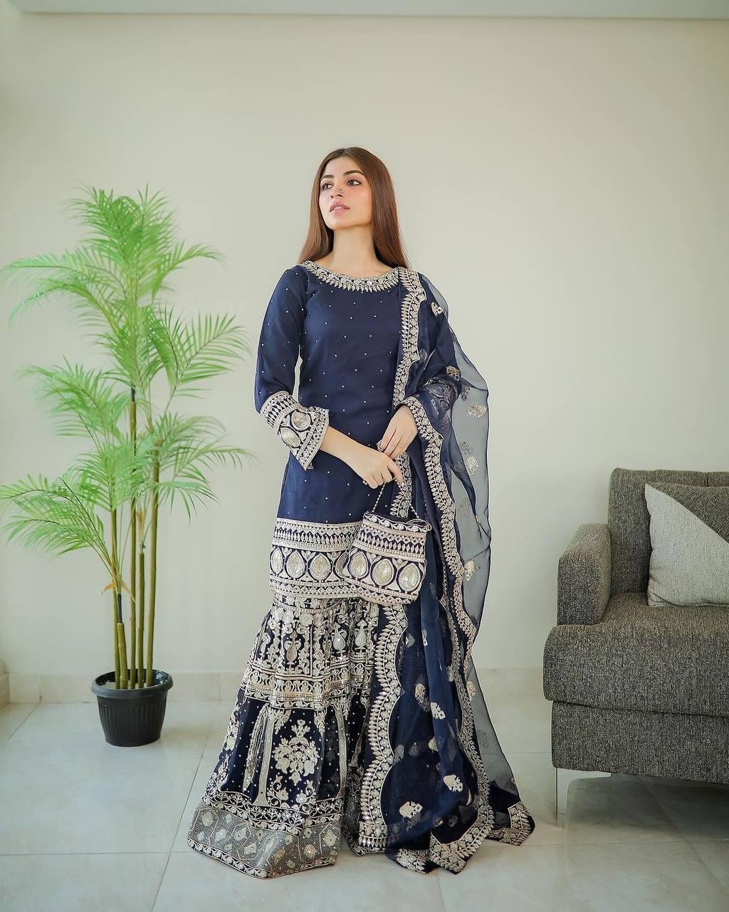 KURTI palazo WITH LONG DUPATTA SET