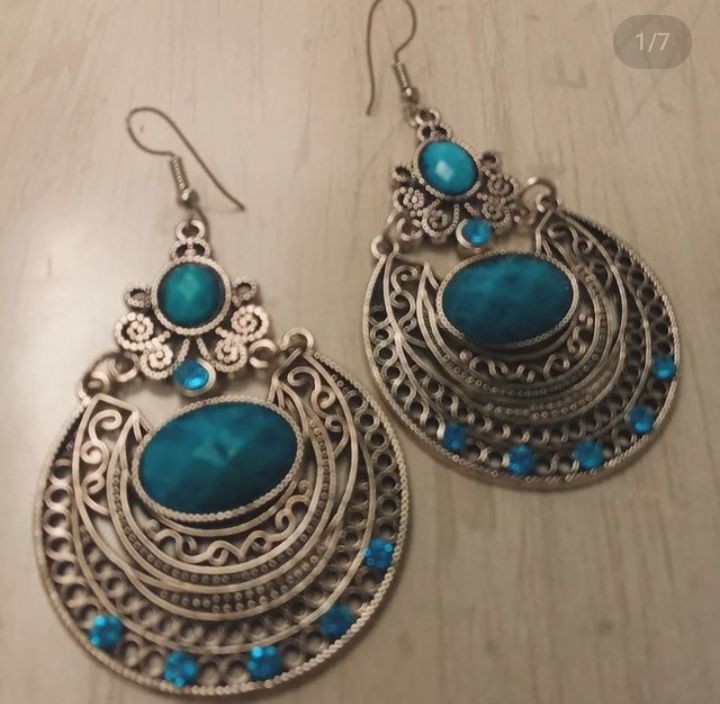 Blue oxidised earrings