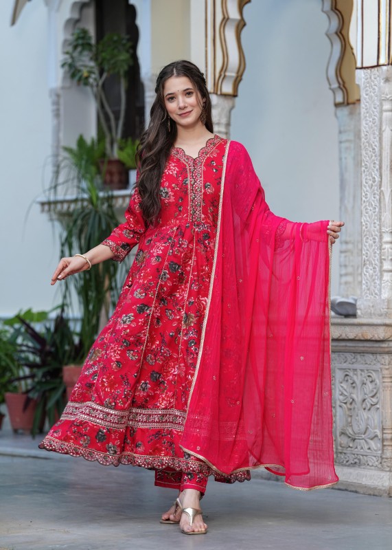 Anarkali kurti pant with dupatta set