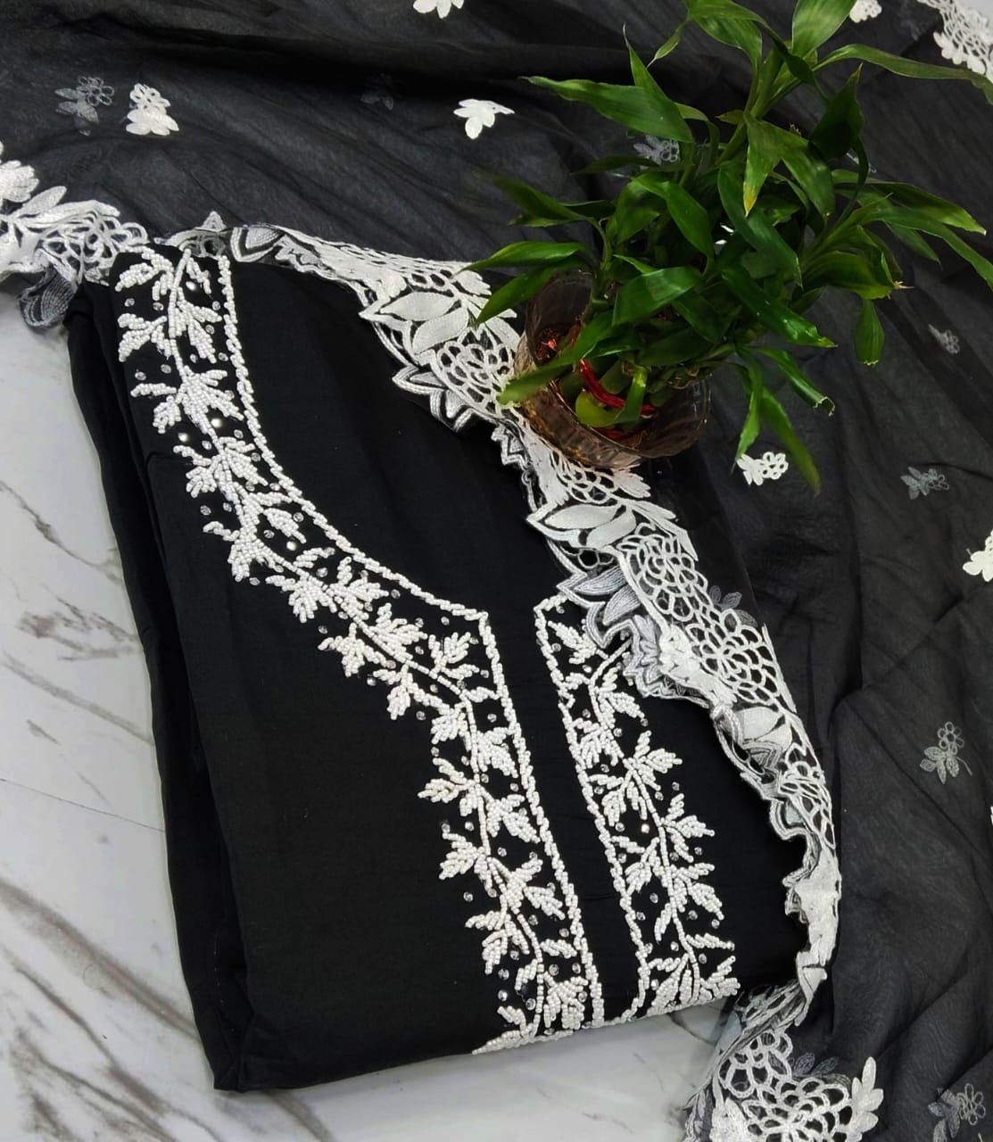 Silk hand work suit pure overganga dupatta