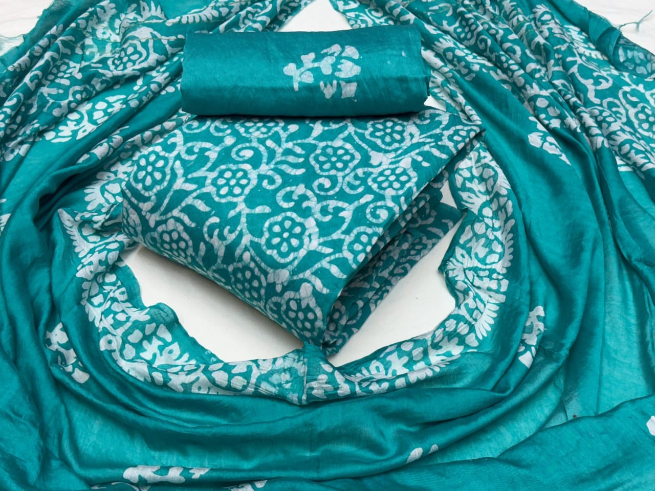 Silk printed suit with dupatta