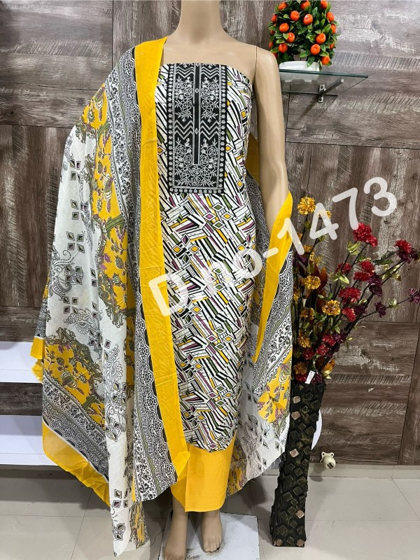 Cotton printed suit with dupatta