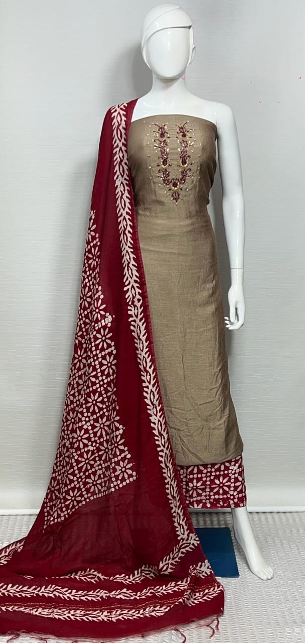 Silk printed suit with dupatta