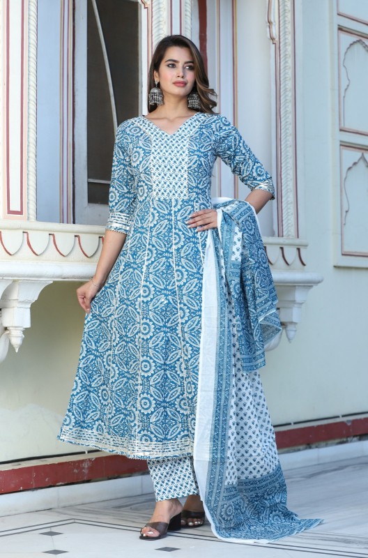 Embroidery  soft cotton anarkali kurti