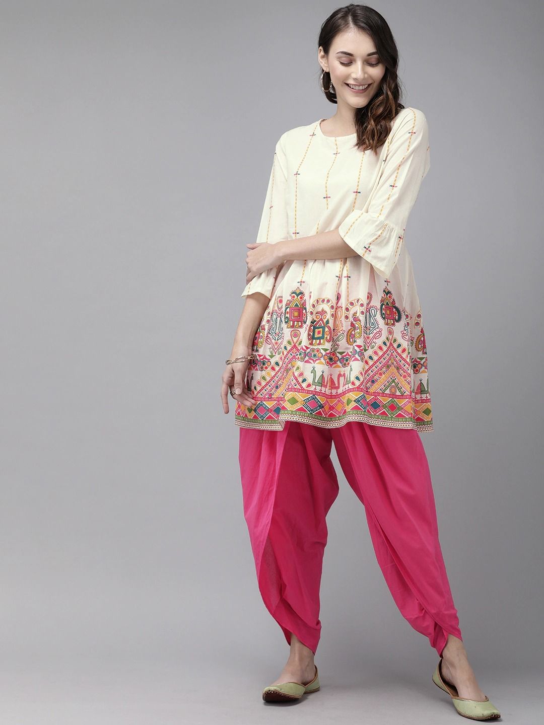 cotton top and dhoti pant set