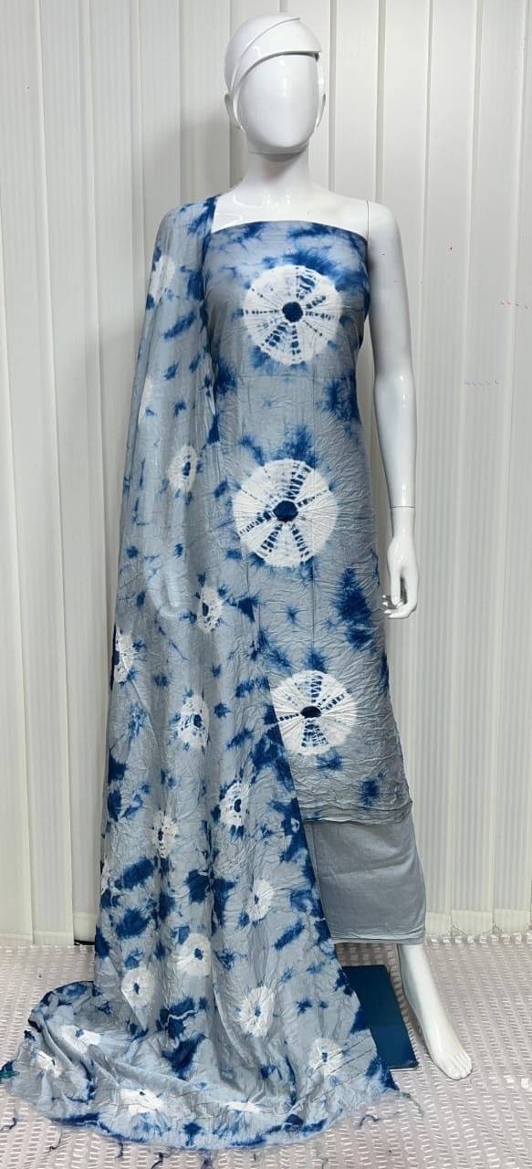 Silk printed suit with dupatta