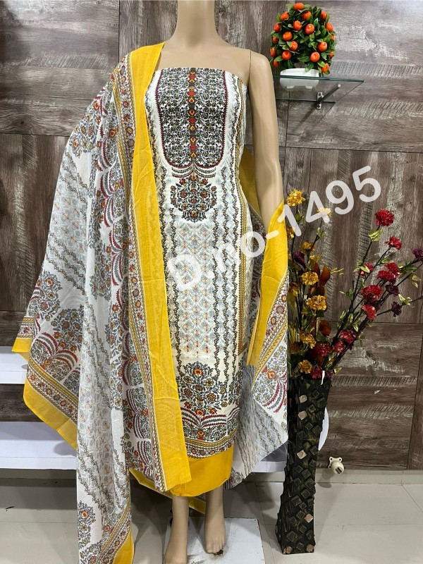 Cotton printed suit with dupatta