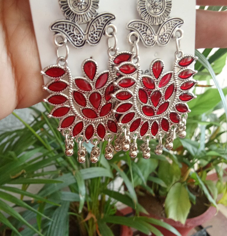 Red oxidised earrings