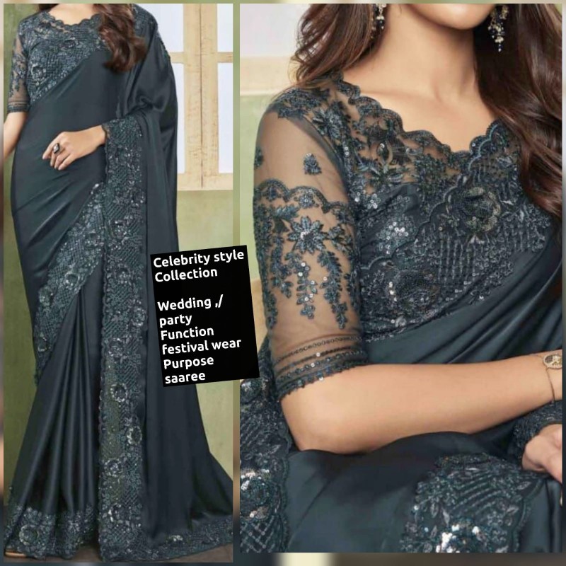 silk saree Heavy premium work on saree & blouse