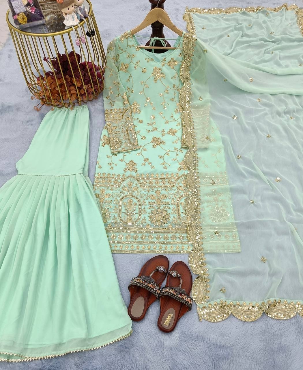 Party Wear Look Top Plazzo & Dupatta