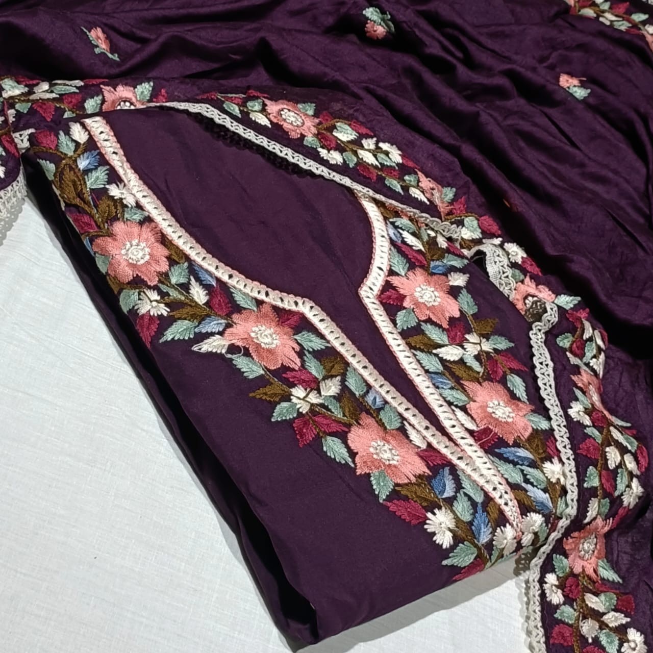 Kashmiri work suit with dupatta