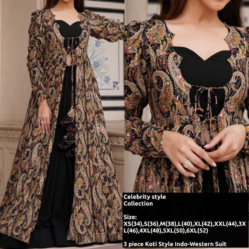 3 piece Koti Style Indo-Western Suit