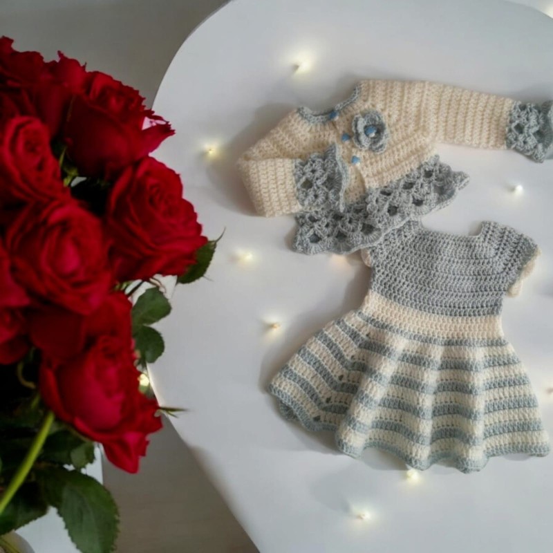 Baby Girl Dress for Woolen Frock with Shrug