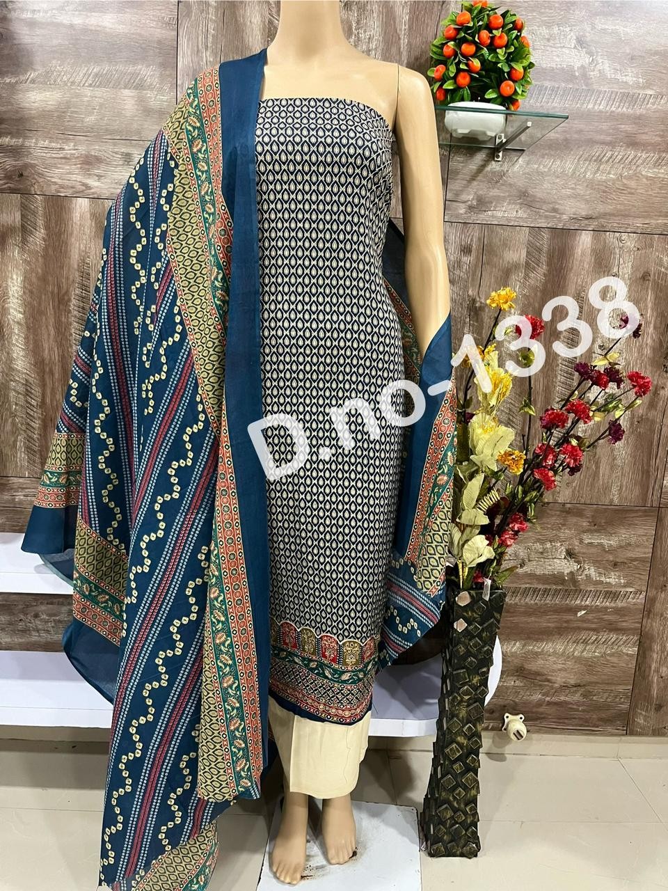 . Pure cotton beautiful print neck work suit