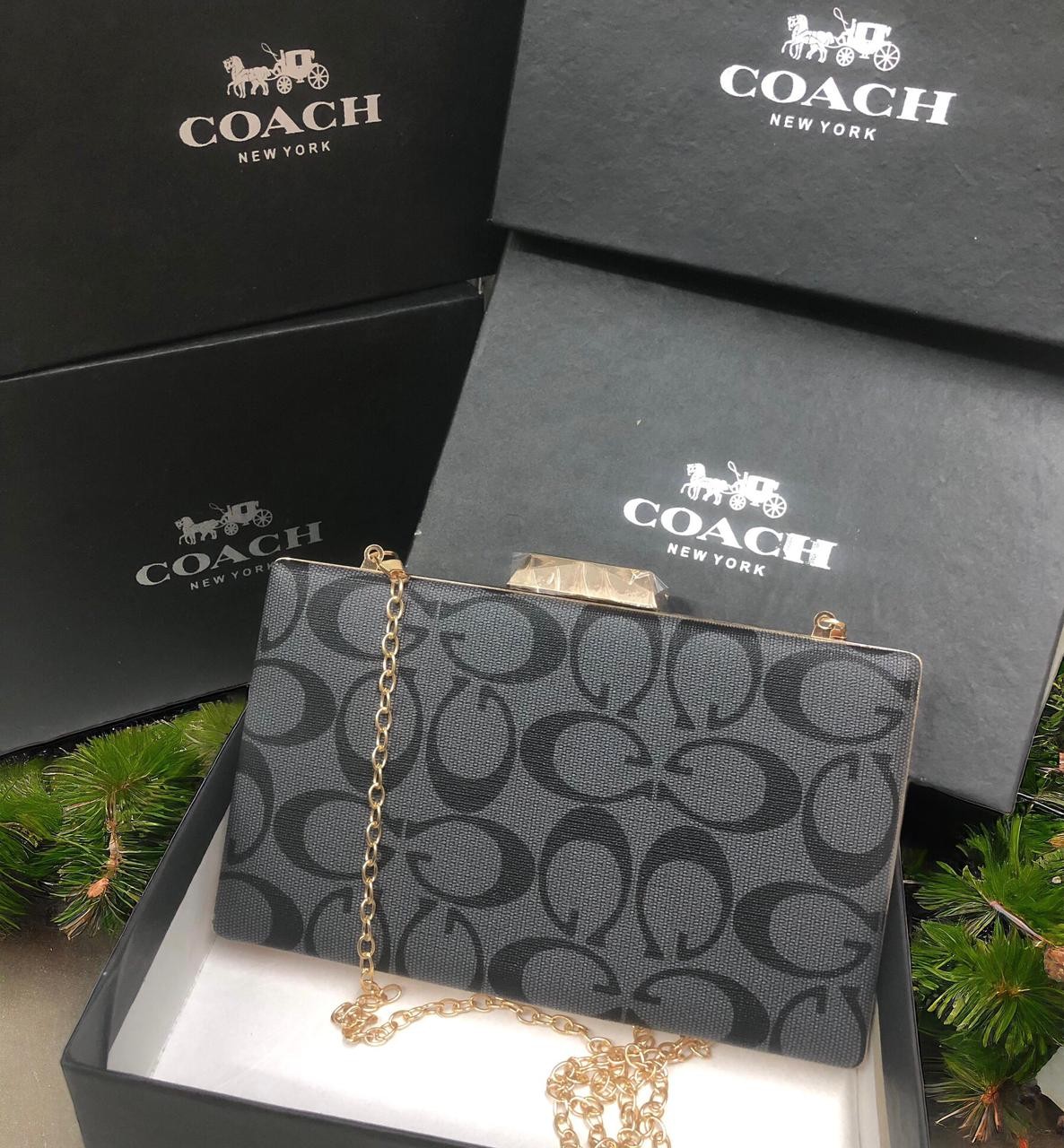 COACH Fancy party Hand Box Clutch Purse Sling and Handle for Girls Bag