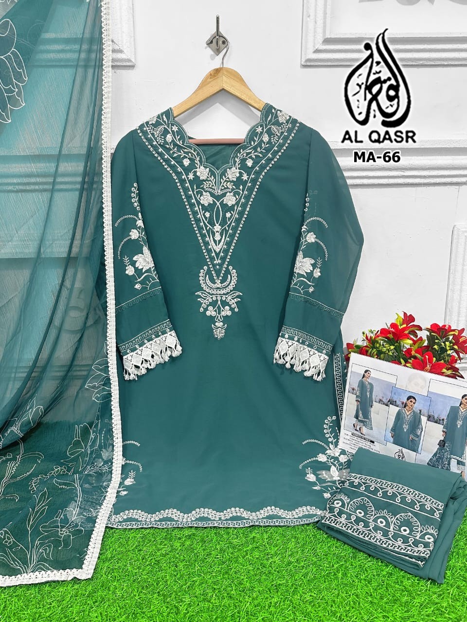 Pure Georget With Embroidery Work dupatta set