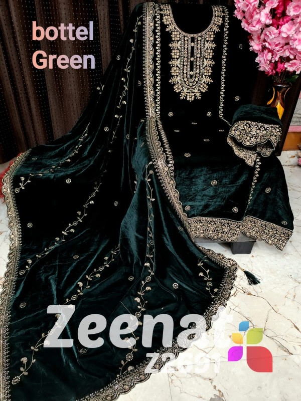 Velvet suit with dupatta