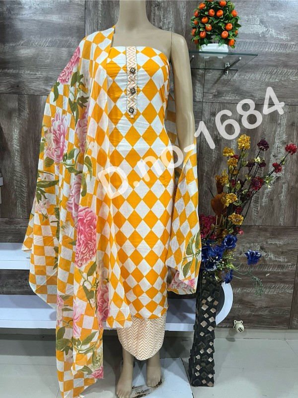 Cotton printed suit with dupatta