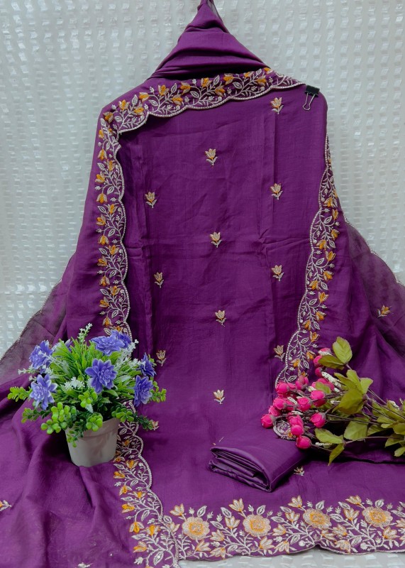 silk work suit with dupatta