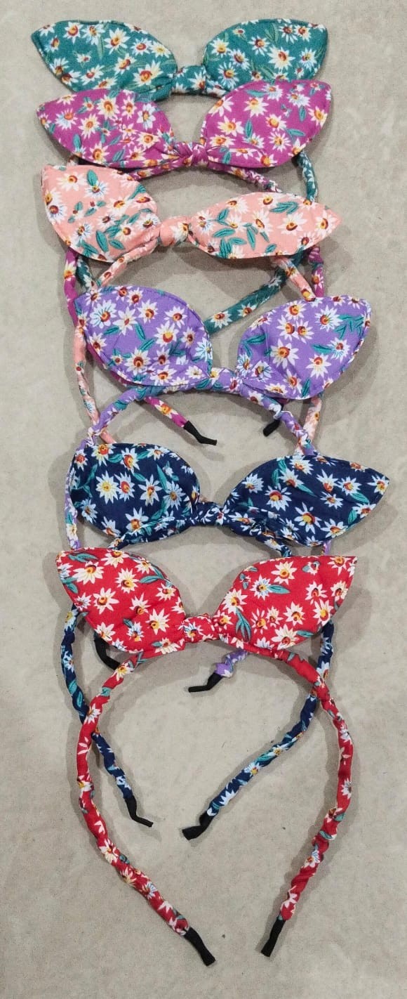 Cotton Bow Hair Bands Mix Prints