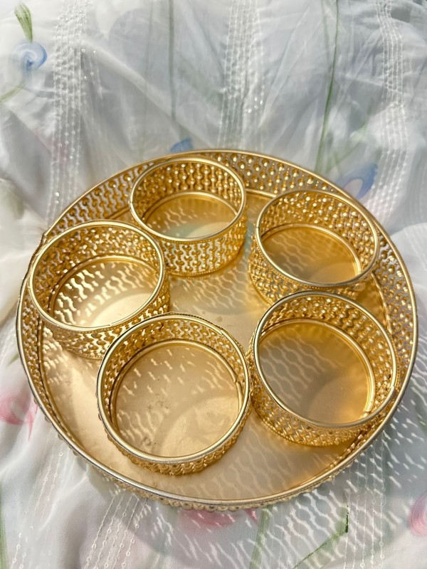 Golden dry fruits serving tray