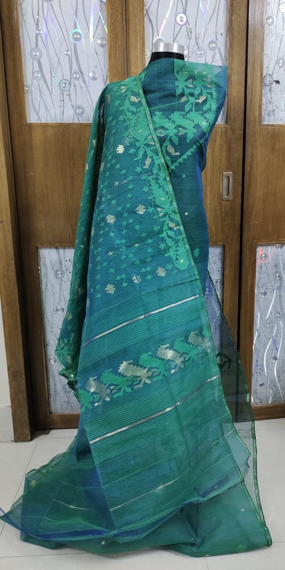 Silk jamdani suit with dupatta