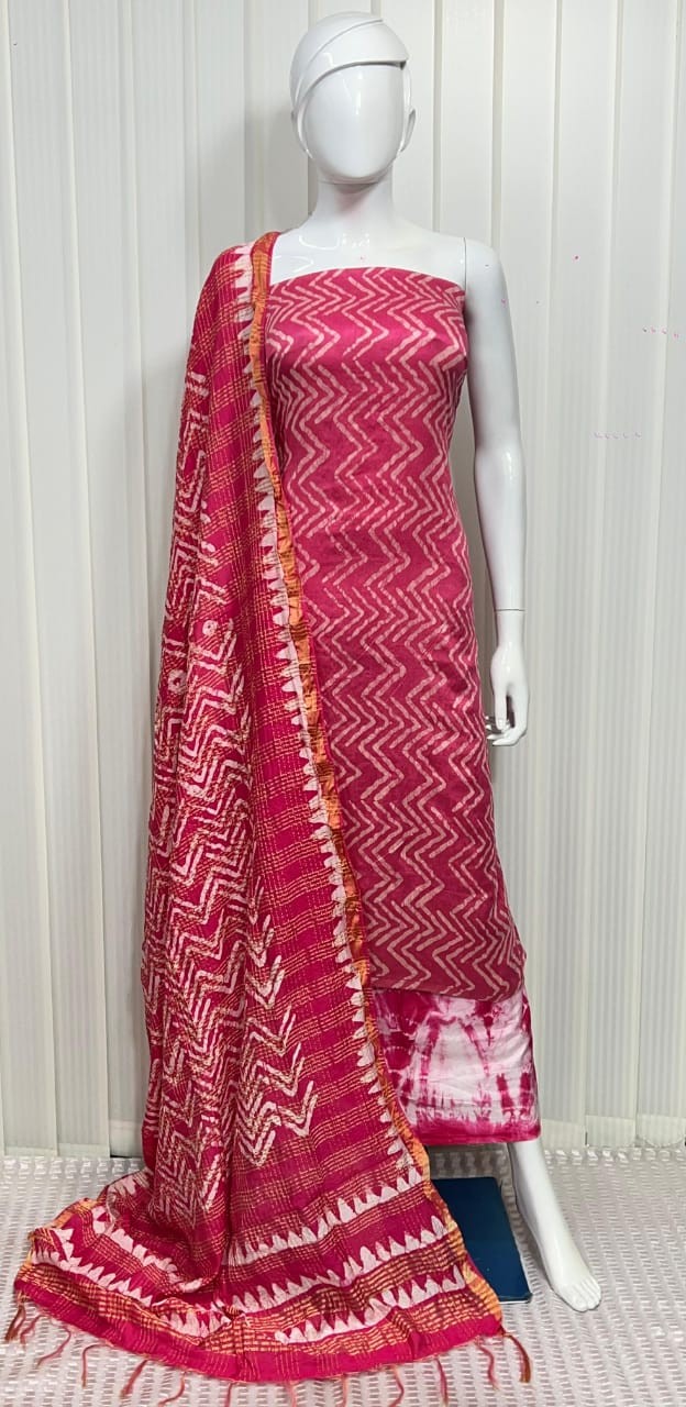 Silk printed suit with dupatta