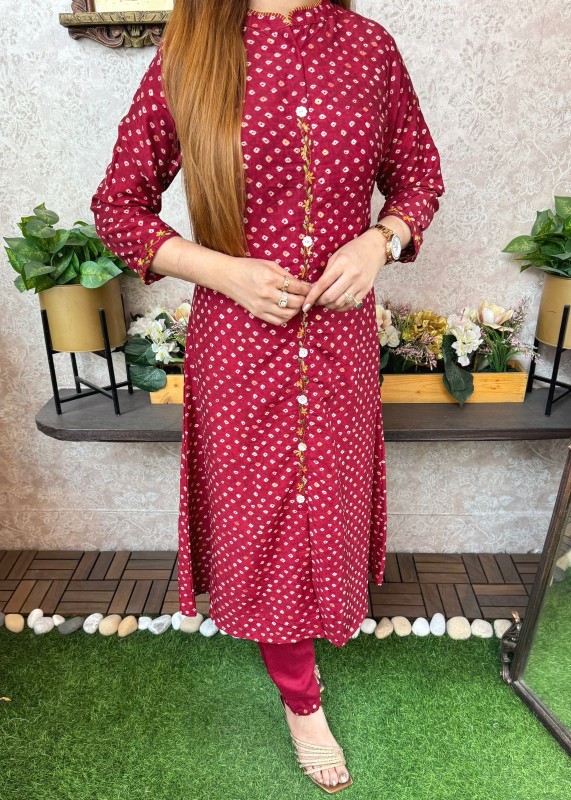 Hand Embroidery Work Kurti With Pant