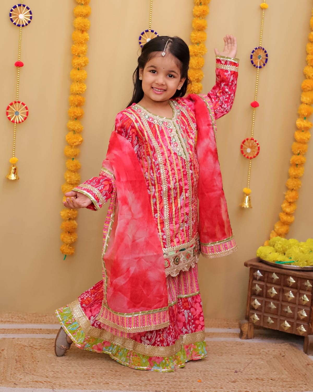 Baby girl Kurti sharara with dupatta set