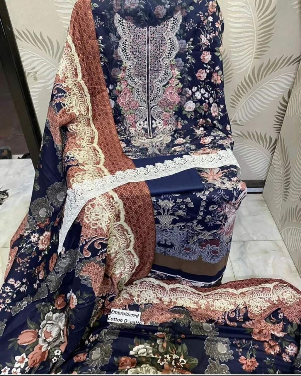 Cotton heavy suit with dupatta