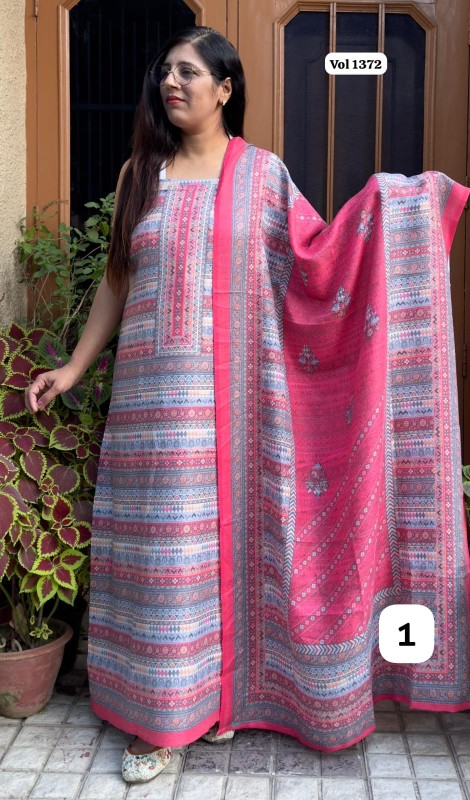 Printed suit with dupatta