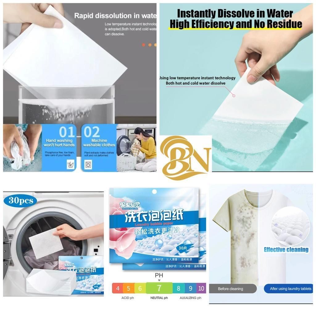 30 pcs Easily Laundry Detergent Sheets