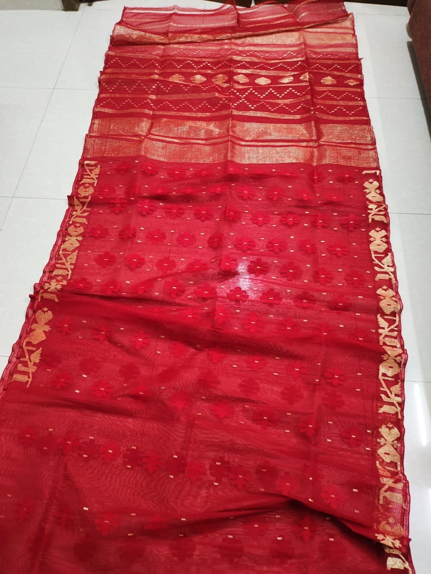 Half silk jamdani saree