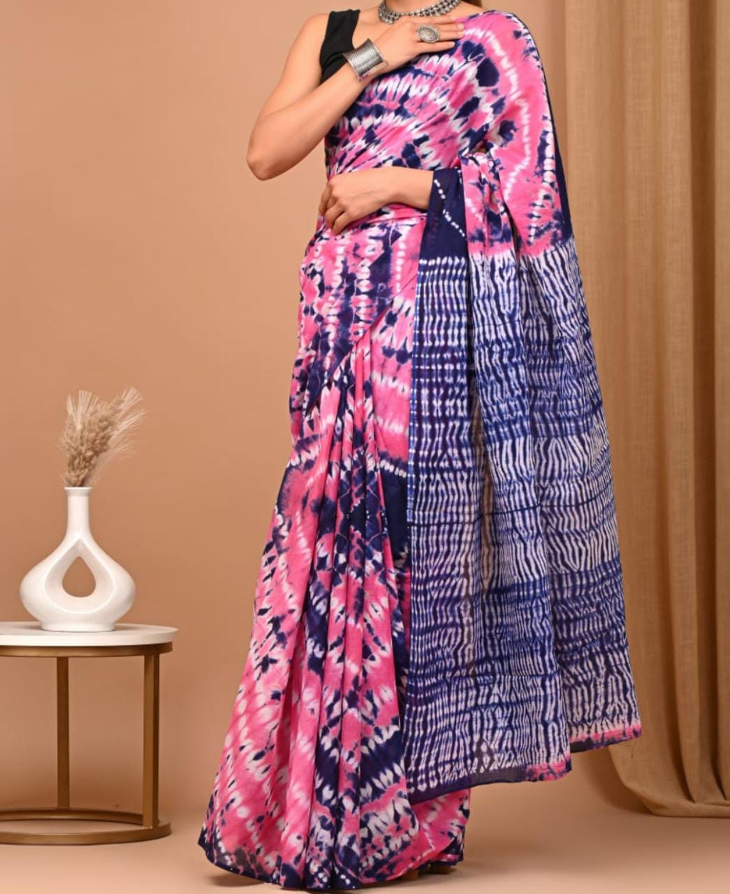 Print Jaipuri Cotton Mulmul Saree with Blouse