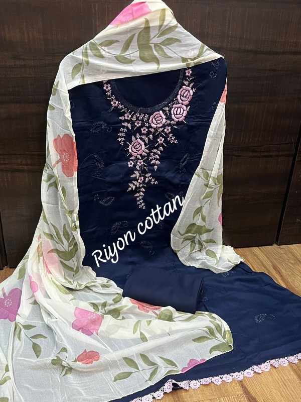 Riyon  Cotton thread work suit