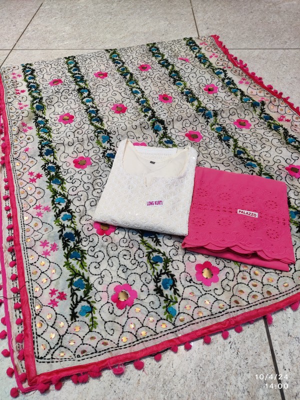 Chikankari kurta plazo with dupatta