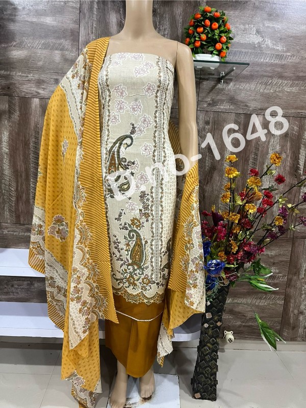 Printed suit with dupatta