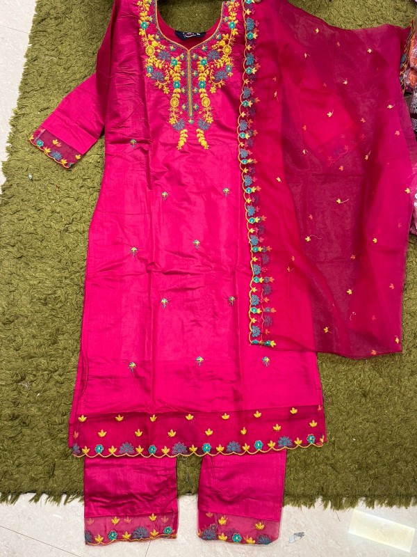 cotton silk With neck suit with dupatta