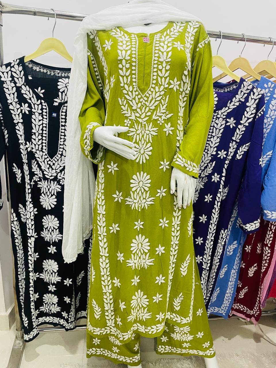 chikankari work Kurtis