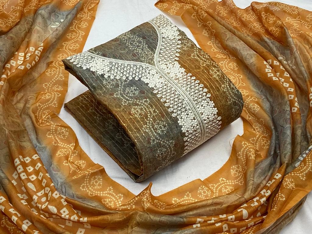 Pure Chanderi Silk Katha fancy dupatta