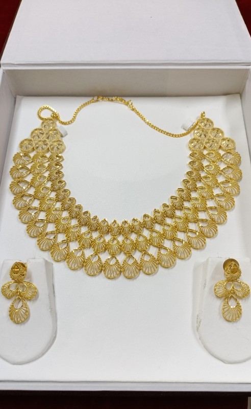 Luxurious Two Gram Dubai Gold Bridal Jewellery Combo Necklace