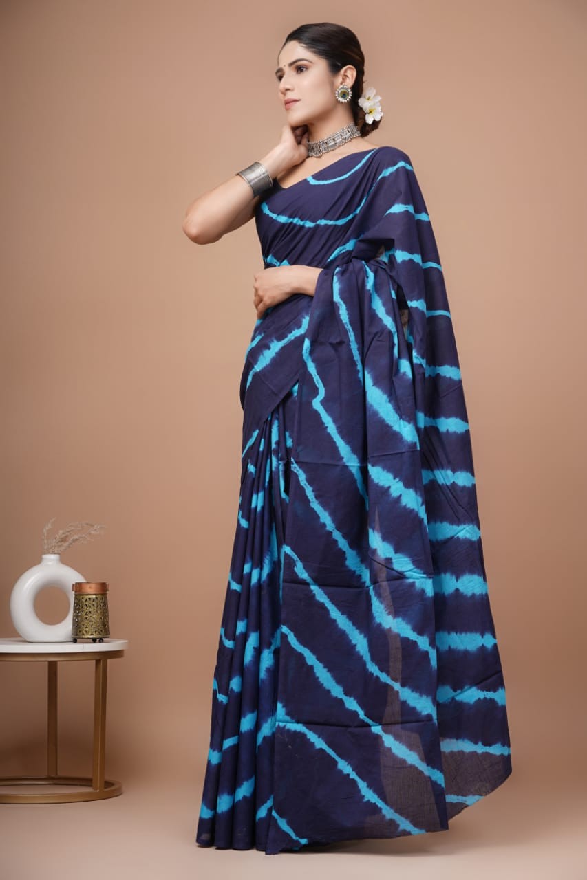 Print Jaipuri Cotton Mulmul Saree