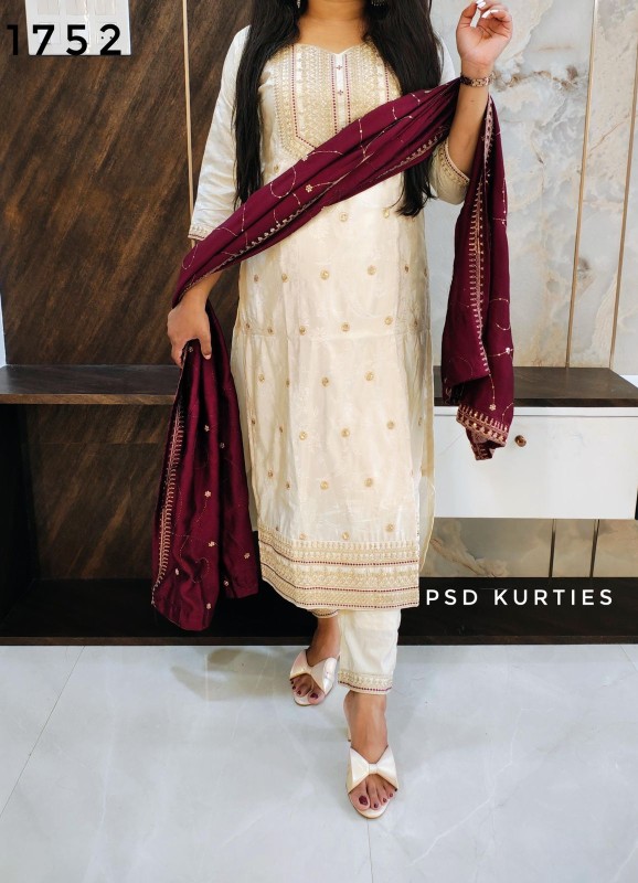 Kurta silk pant havy silk dupatta set