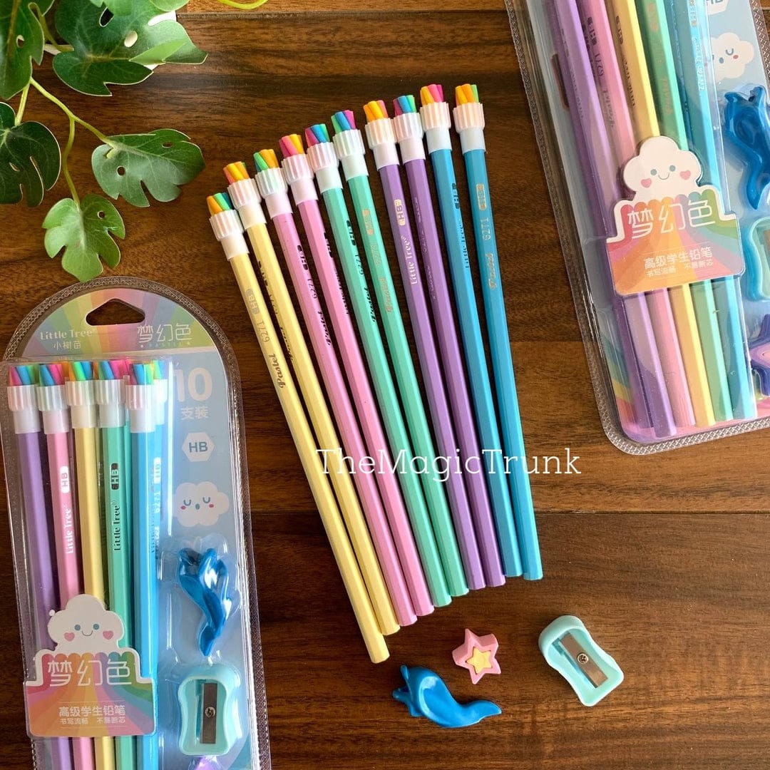 Rain Bow HB - Pencils with Eraser & Sharpener