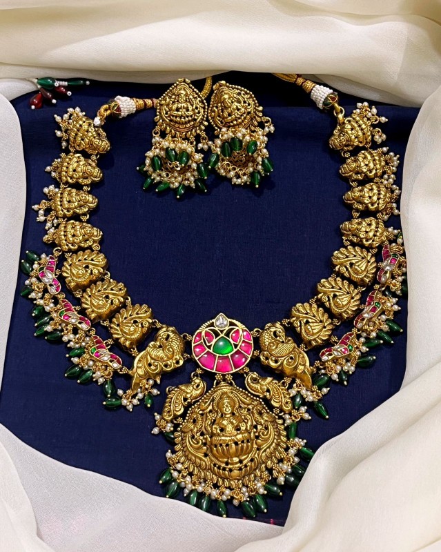 Kundan Lakshmi peacock necklace