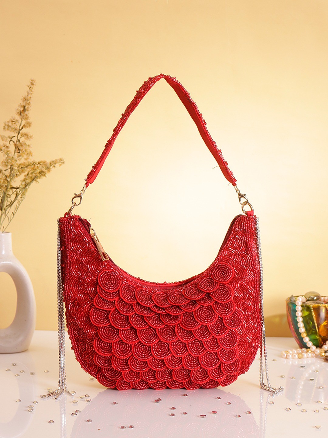 aarohi embroidered bag with handle