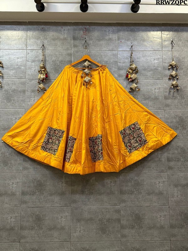 cotton skirt with ajrakh box pasting