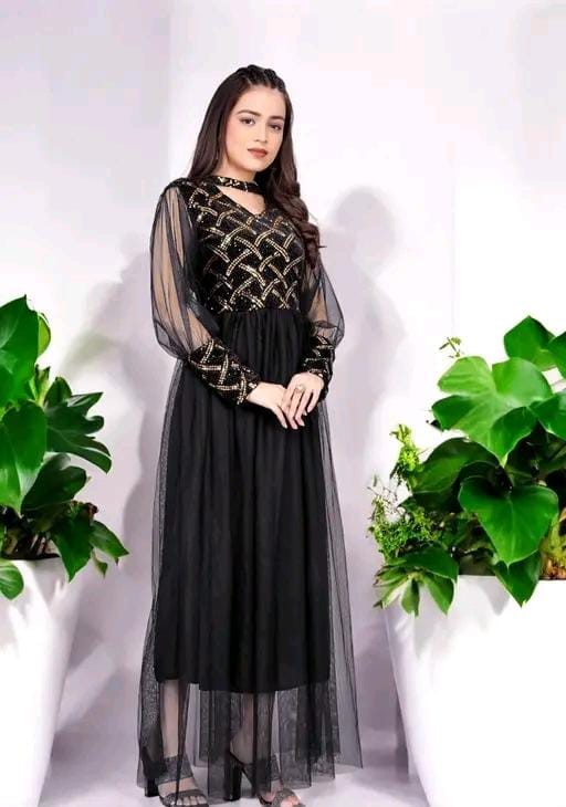 Golden Elegance Mesh Maxi Dress